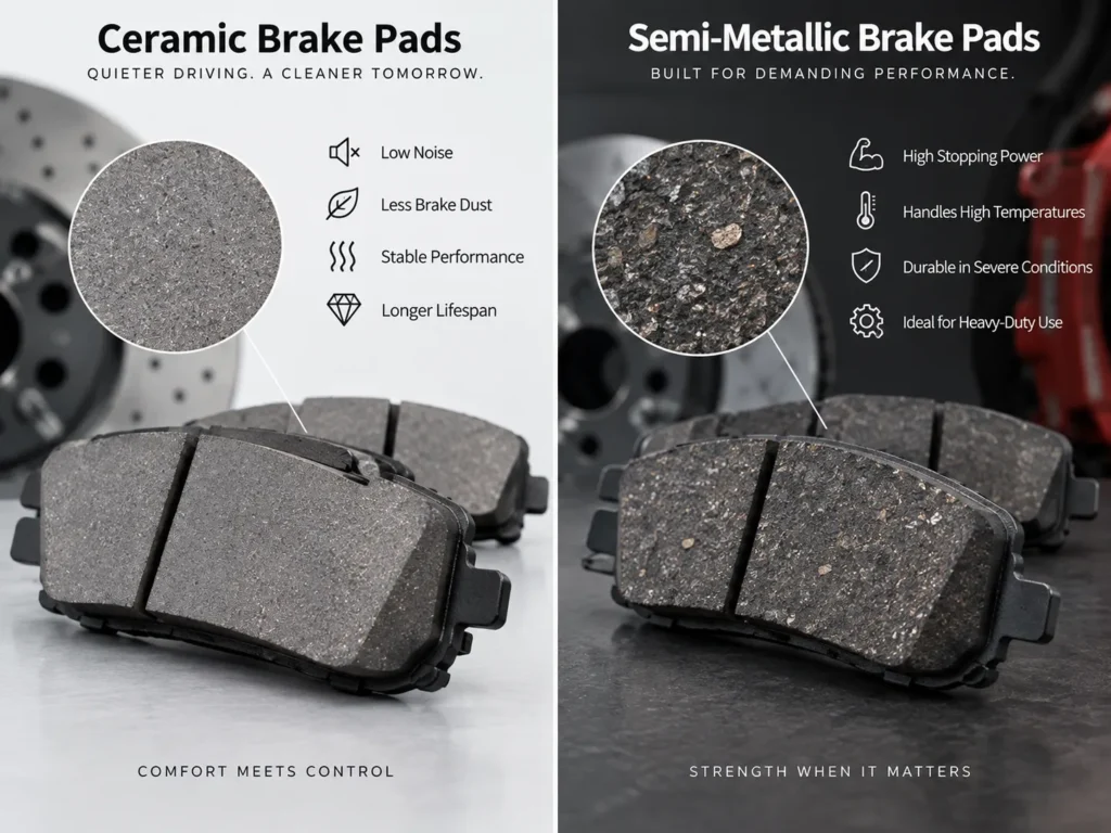 Ceramic vs Semi Metallic Brake Pads