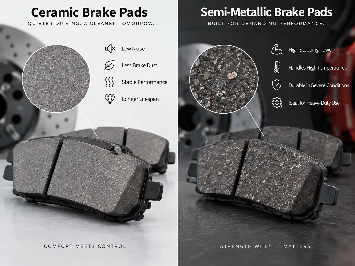 Ceramic vs semi metallic brake pads Ceramic vs semi metallic brake pads