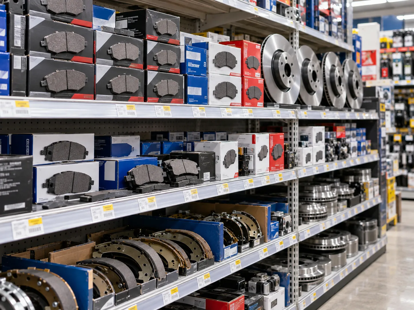 Brake parts store shelf