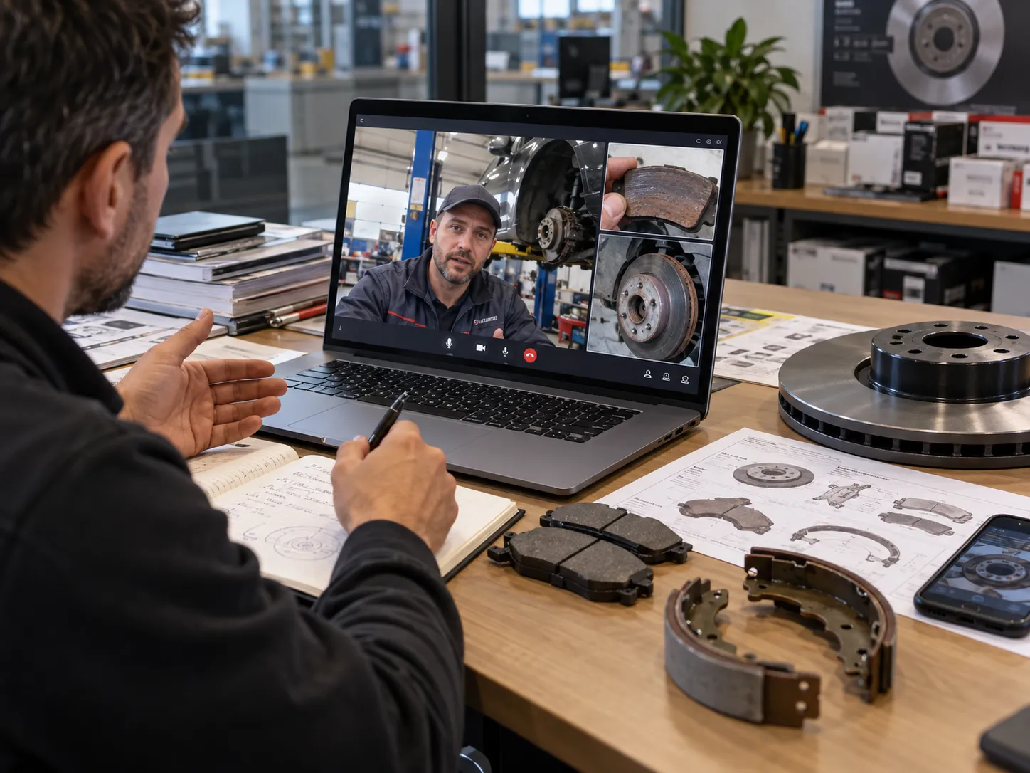 Technical review desk and workshop video call