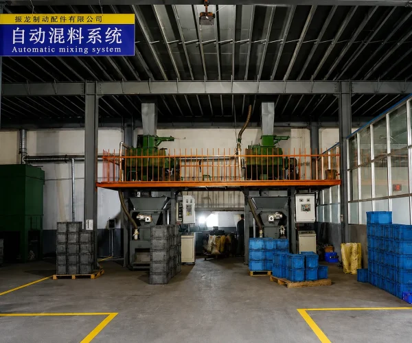 Automatic mixing system for brake pad friction materials